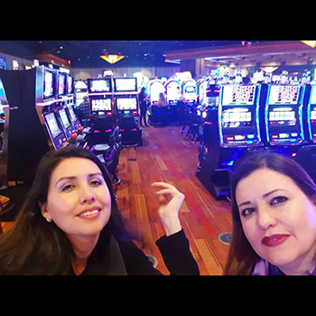 Girls smiling on the casino floor